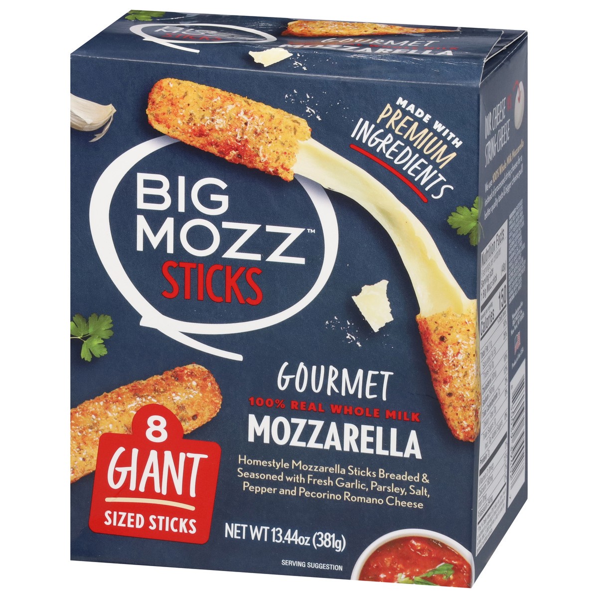 slide 3 of 13, Big Mozz Giant Gourmet Mozzarella Sticks 8 ea, 8 ct