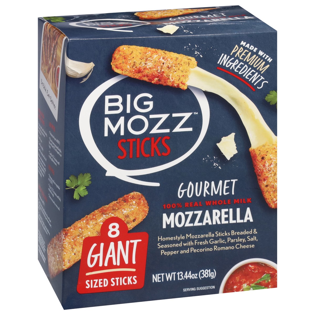 slide 13 of 13, Big Mozz Giant Gourmet Mozzarella Sticks 8 ea, 8 ct