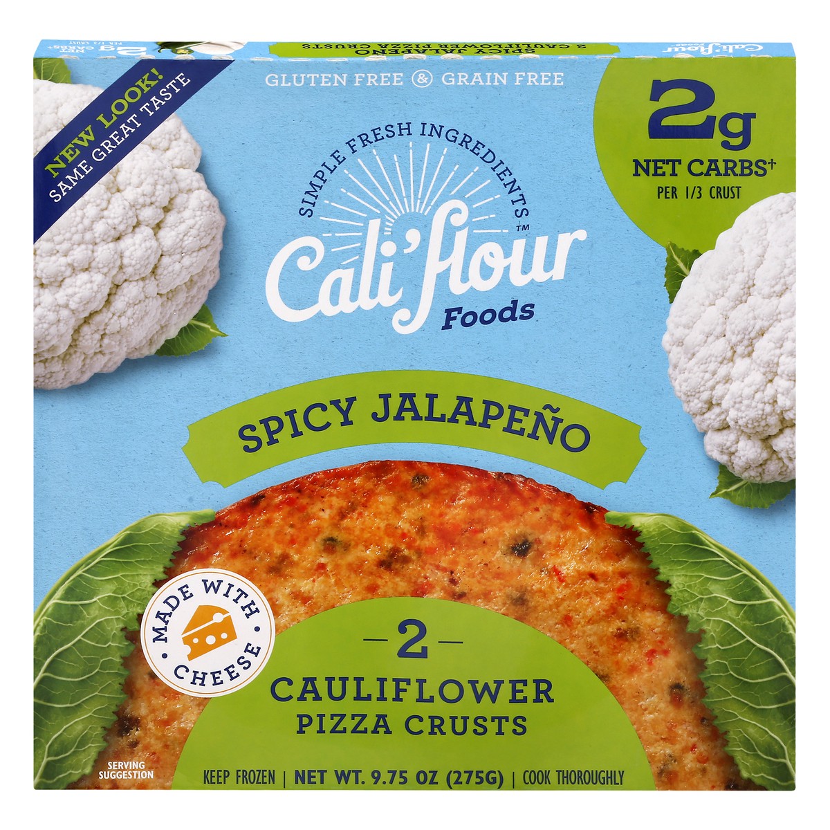 slide 1 of 10, Cali'flour Foods Cauliflower Spicy Jalapeno Cauliflower Pizza Crusts 2 ea, 9.25 oz; 2 ct