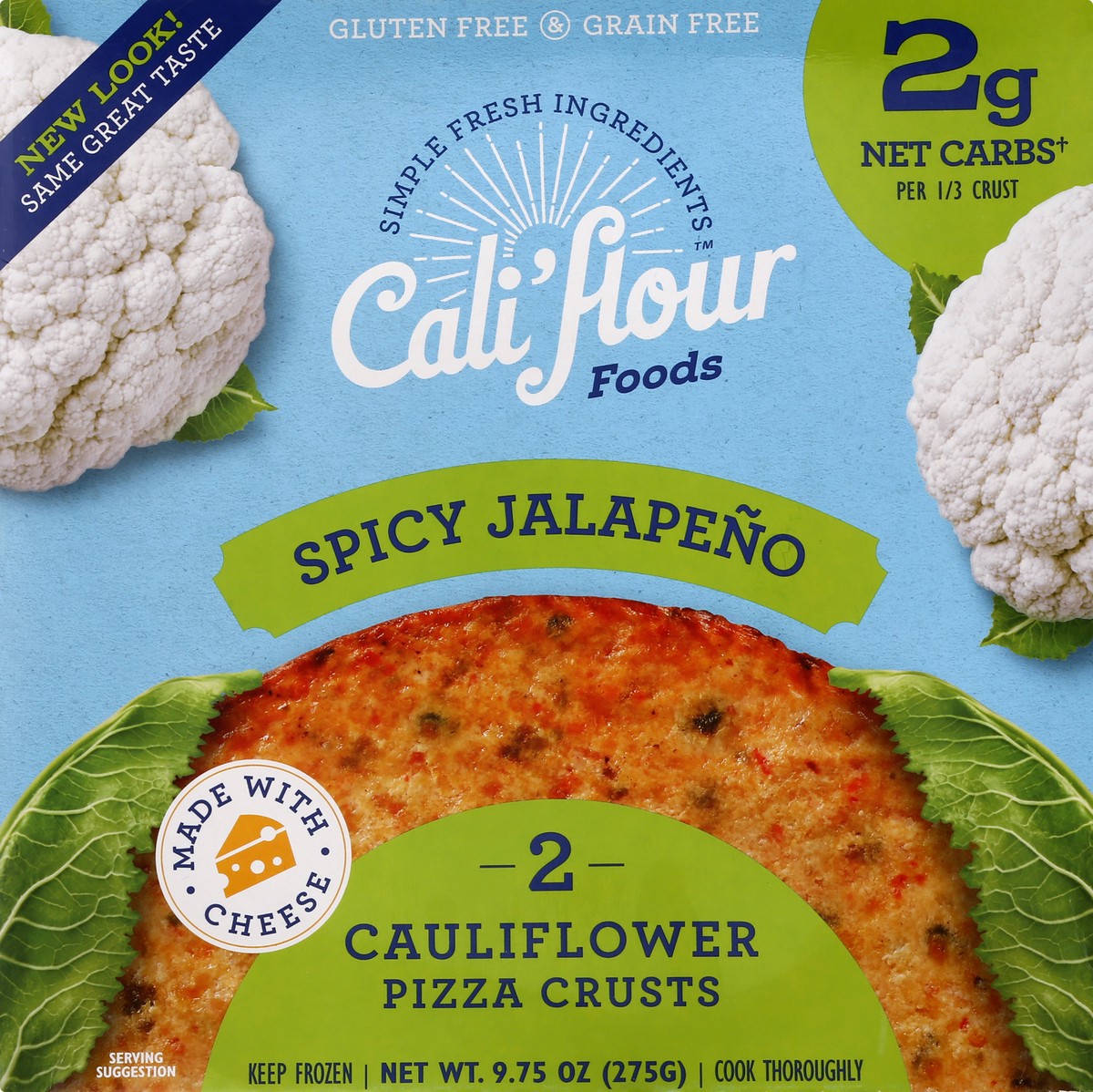slide 10 of 10, Cali'flour Foods Cauliflower Spicy Jalapeno Cauliflower Pizza Crusts 2 ea, 9.25 oz; 2 ct