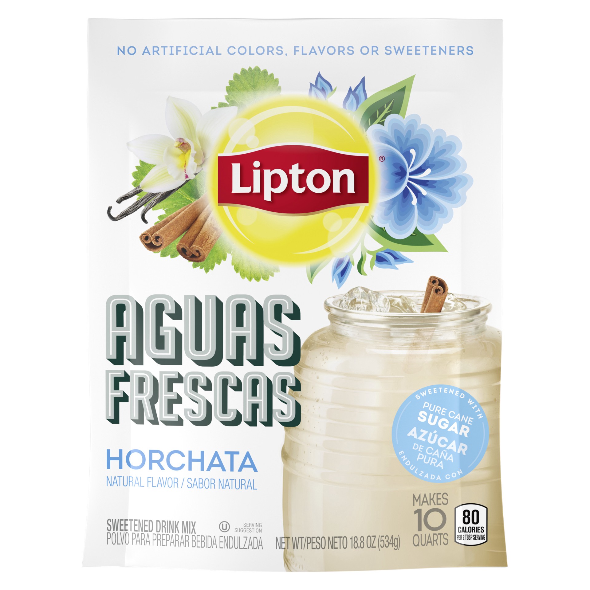 slide 1 of 8, Lipton Aguas Frescas Drink Mix Horchata, 10 qt, 10 qt