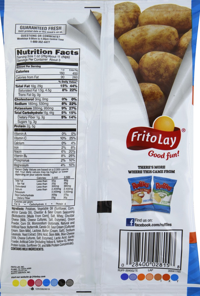 slide 3 of 6, Ruffles Potato Chips 2.875 ea, 2.88 ct