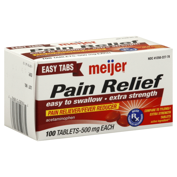 slide 1 of 1, Meijer Pain Relief Extra Strength 500mg, 100 ct
