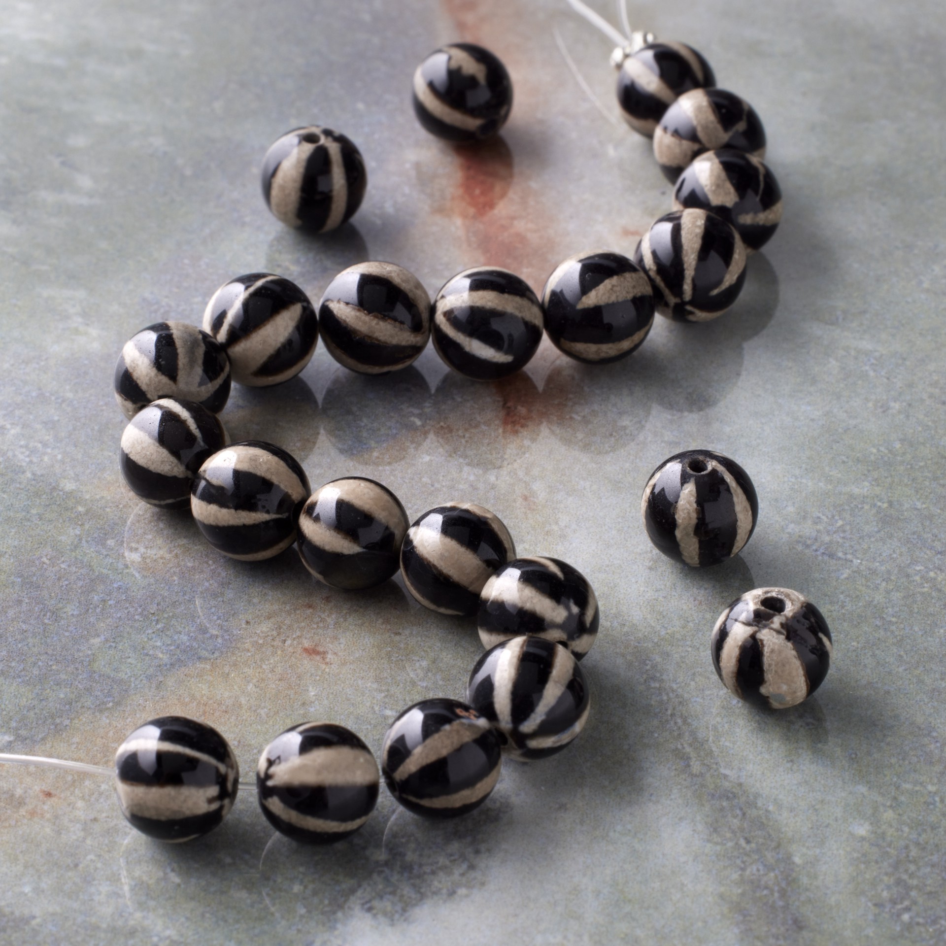 slide 3 of 3, Black Dyed Agate Round Beads, 7.5mm By Bead Landing, 7.5mm