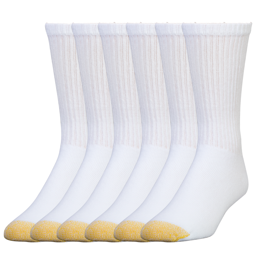 slide 1 of 1, Gold Toe Large Crew Socks - White, 6 ct