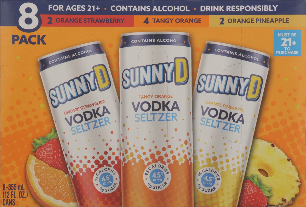slide 4 of 13, Sunny D Sunnyd Vodka Seltzer Core Flavor Variety Pack, 8 Pack Of 12Oz Slim Cans, 355 ml