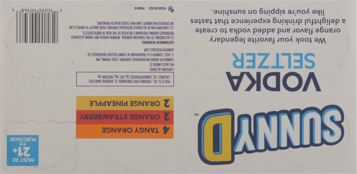 slide 10 of 13, Sunny D Sunnyd Vodka Seltzer Core Flavor Variety Pack, 8 Pack Of 12Oz Slim Cans, 355 ml