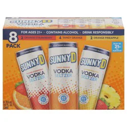 Sunny D Sunnyd Vodka Seltzer Core Flavor Variety Pack, 8 Pack Of 12Oz Slim Cans