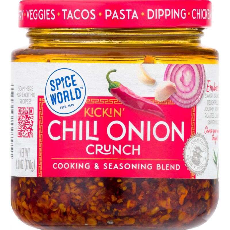 slide 1 of 9, Spice World Kickin' Chili Onion Crunch Cooking & Seasoning Blend 6.0 oz, 6 oz
