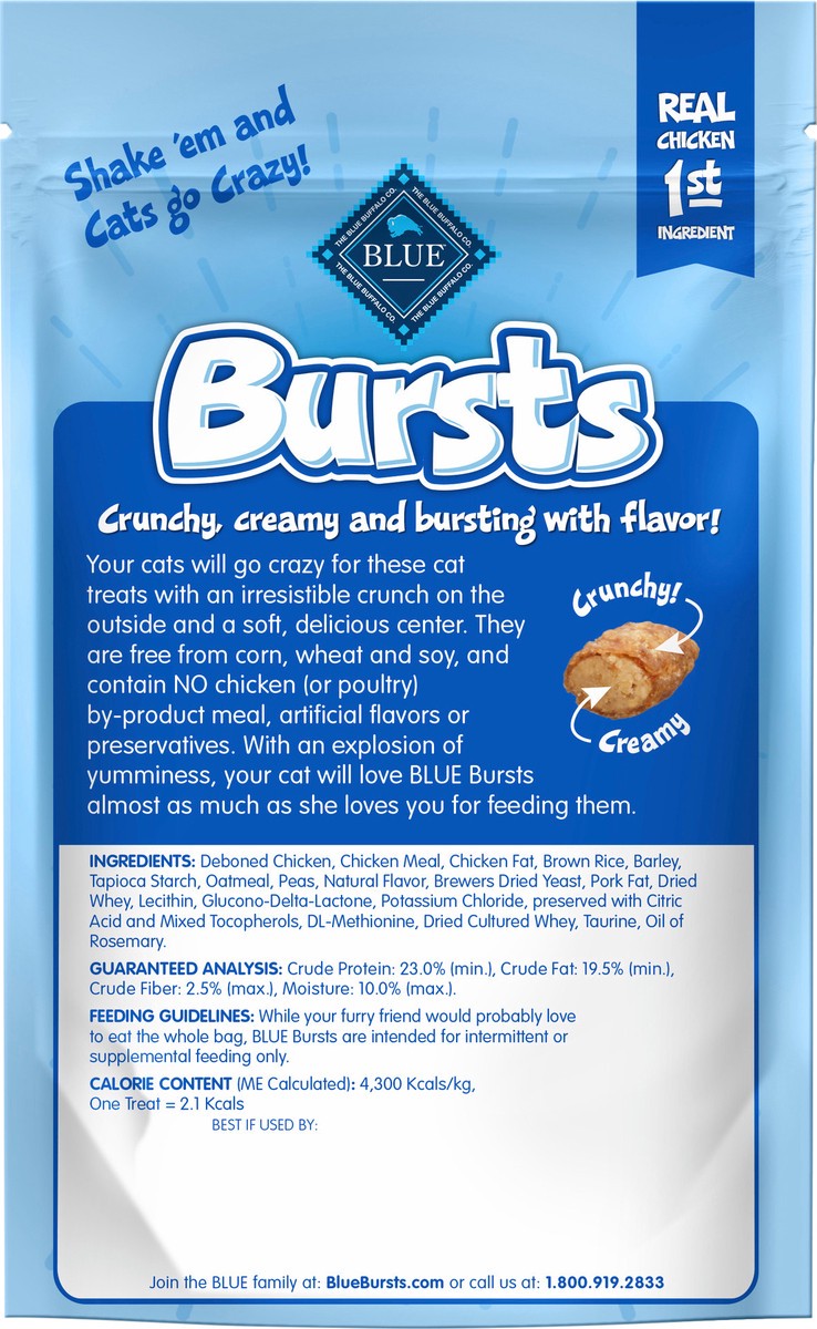 slide 2 of 3, Blue Buffalo Bursts Crunchy Cat Treats, Chicken 2-oz Bag, 2 oz