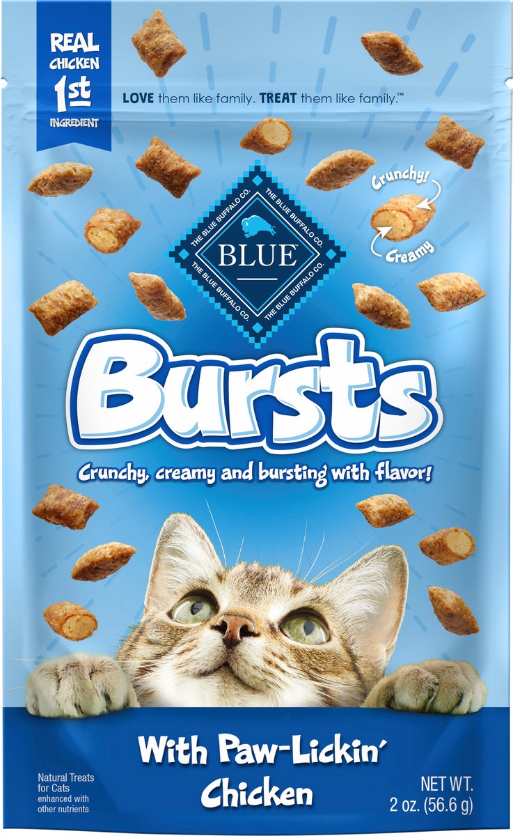 slide 1 of 3, Blue Buffalo Bursts Crunchy Cat Treats, Chicken 2-oz Bag, 2 oz