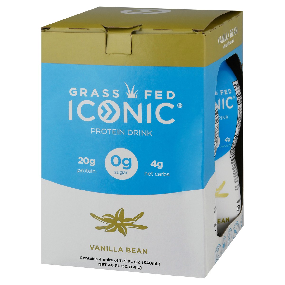 slide 3 of 9, ICONIC Vanilla Bean Protein Drink 4-11.5 fl oz Bottles, 4 ct