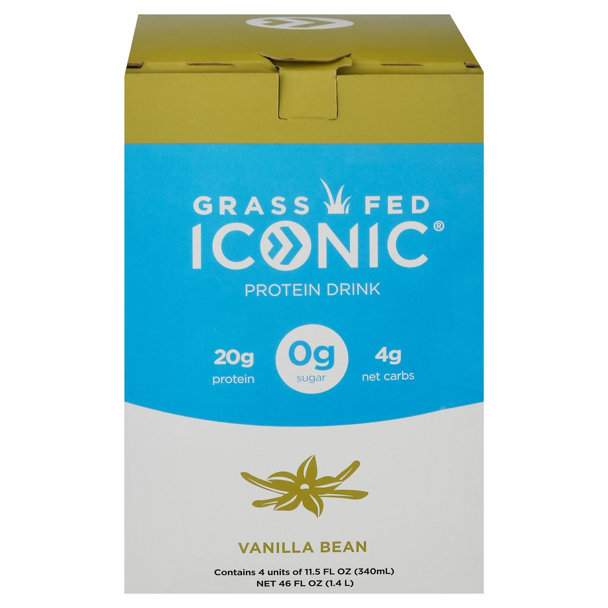 slide 1 of 9, ICONIC Vanilla Bean Protein Drink 4-11.5 fl oz Bottles, 4 ct