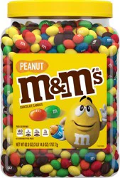 M&M''S Peanut Milk Chocolate Candy Bulk Resealable Sustainable Jar, 62 Oz