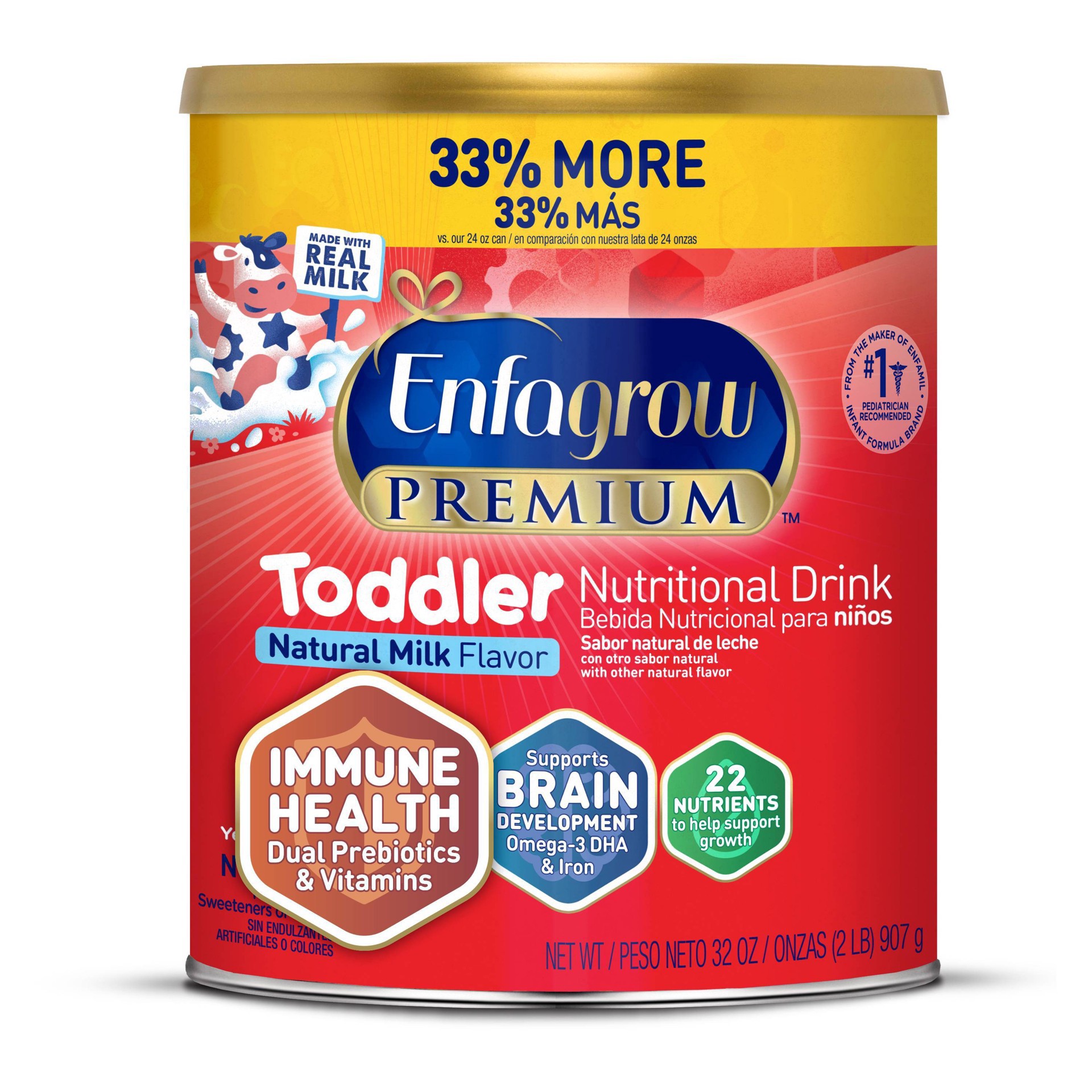 slide 11 of 15, Enfagrow Premium 1+ Years Toddler Natural Milk Flavor Nutritional Drink 32 oz, 32 oz