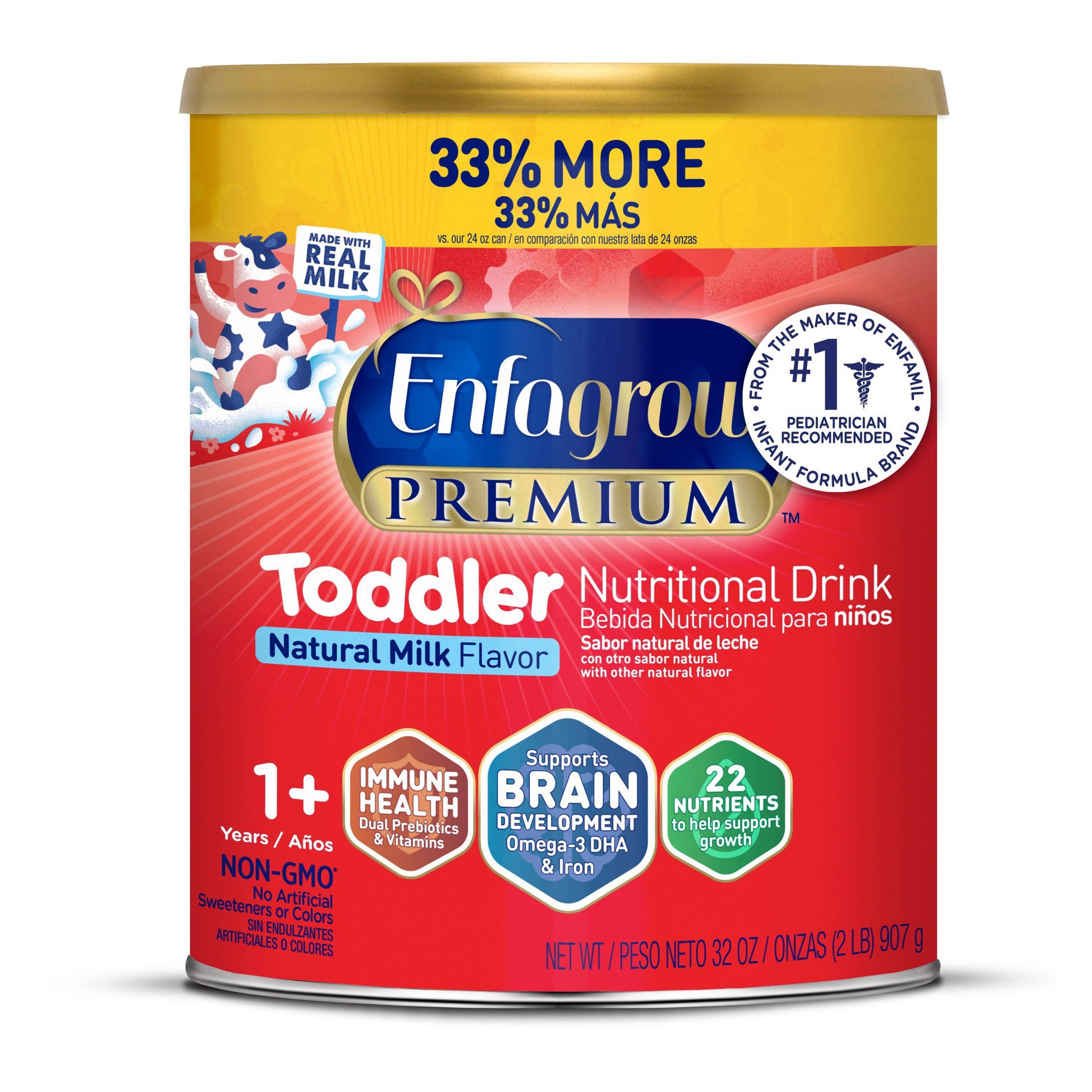 slide 4 of 15, Enfagrow Premium 1+ Years Toddler Natural Milk Flavor Nutritional Drink 32 oz, 32 oz