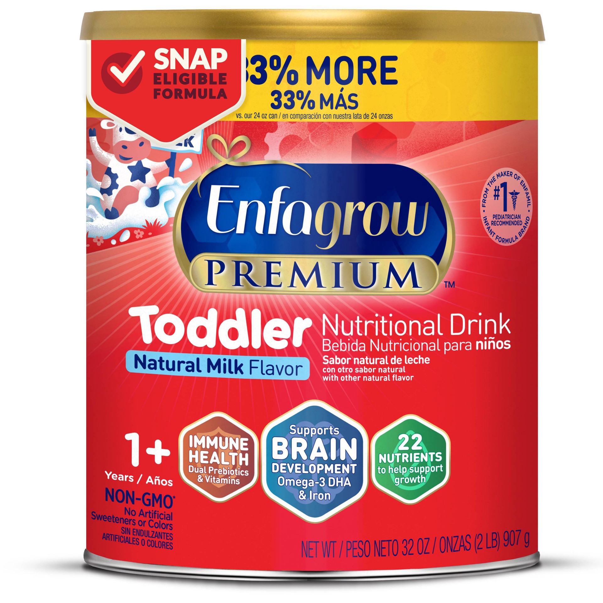 slide 3 of 15, Enfagrow Premium 1+ Years Toddler Natural Milk Flavor Nutritional Drink 32 oz, 32 oz
