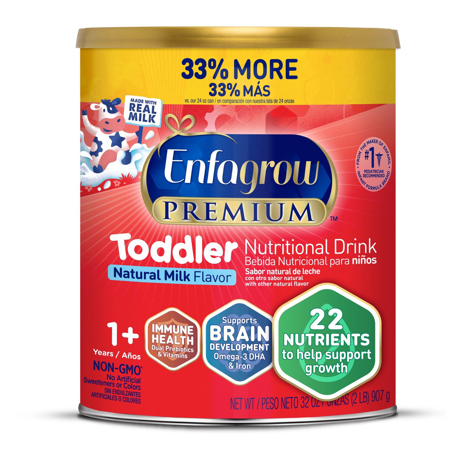 slide 13 of 15, Enfagrow Premium 1+ Years Toddler Natural Milk Flavor Nutritional Drink 32 oz, 32 oz