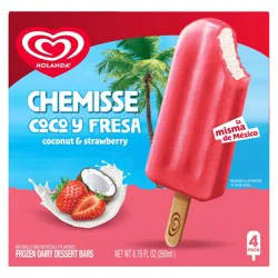 Holanda Chemisse Frozen Dairy Dessert Bars Coconut & Strawberry 8.79 oz