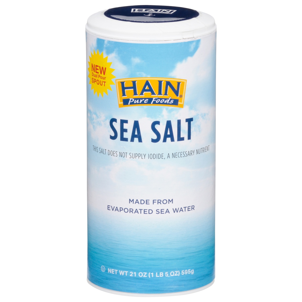 slide 1 of 1, Hain Pure Foods Salt Sea, 21 oz