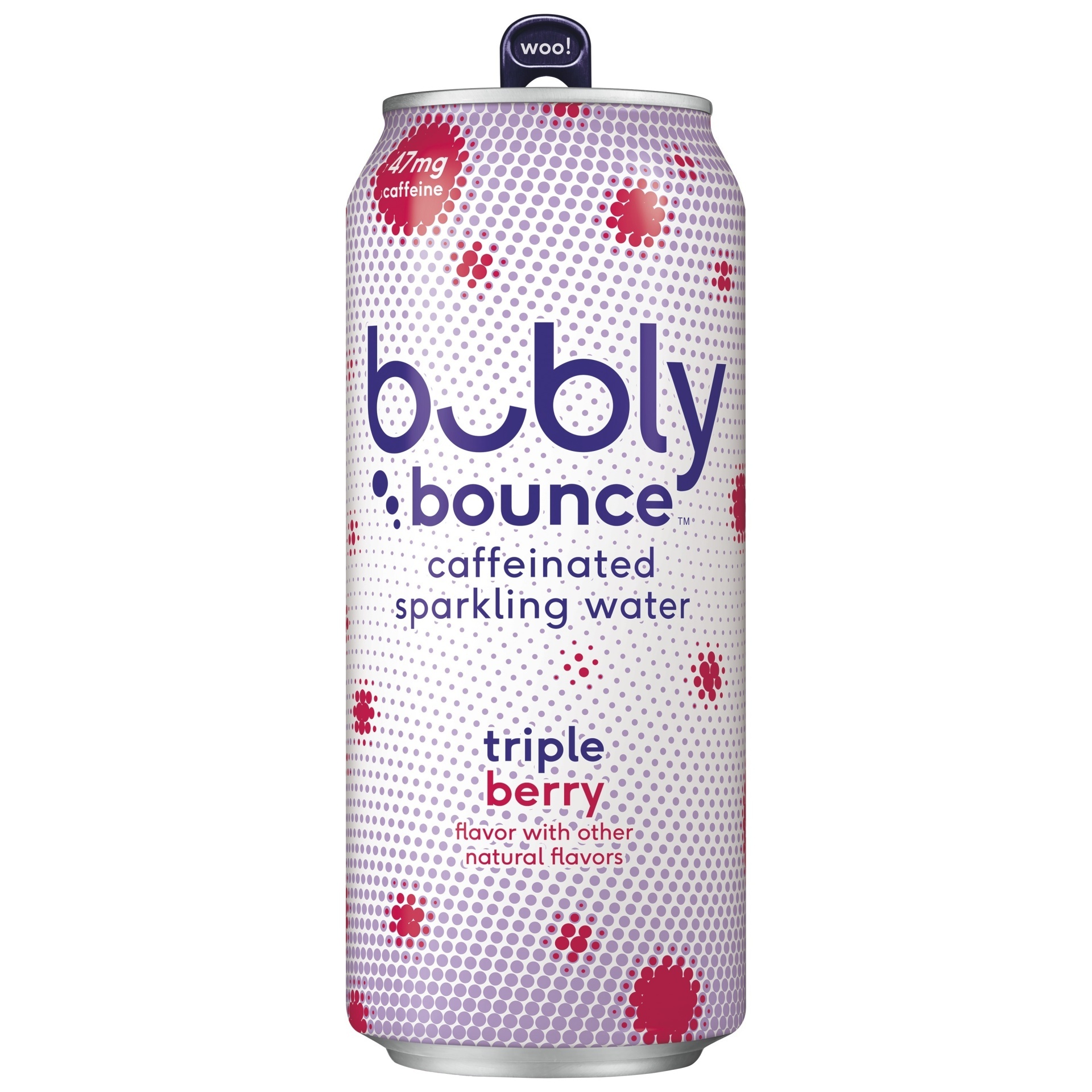 slide 1 of 3, bubly bounce Triple Berry Caffeinated Sparkling Water, 16 fl oz