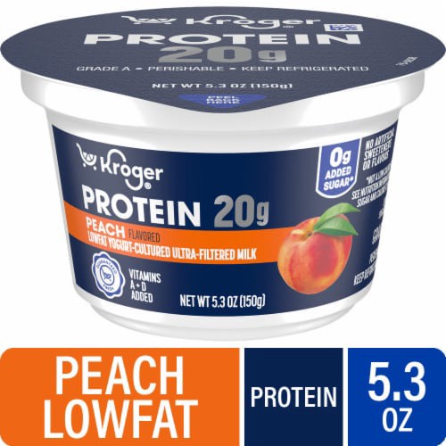 slide 1 of 1, Kroger® Protein Peach Yogurt Cup, 5.3 oz