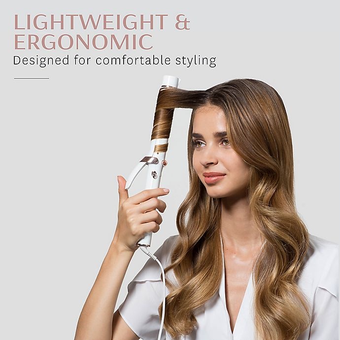 slide 6 of 7, T3 Singlepass Curl 1.0 Curling Iron - White/Rose Gold, 1 ct