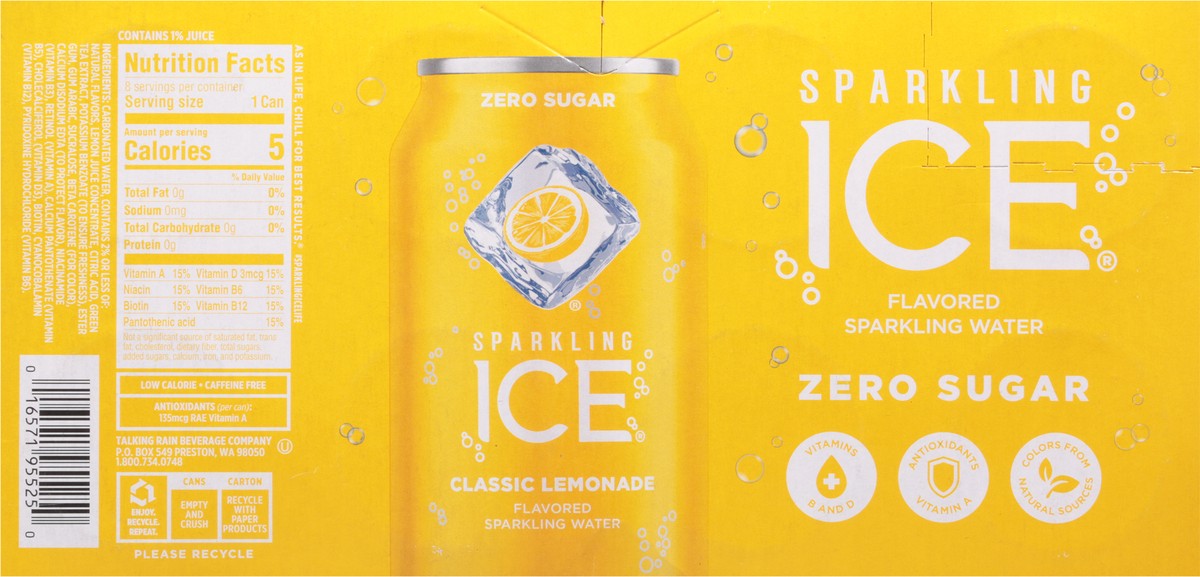 slide 6 of 9, Sparkling ICE Classic Lemonade, 8 Pack/12oz Can, 8 ct; 12 oz