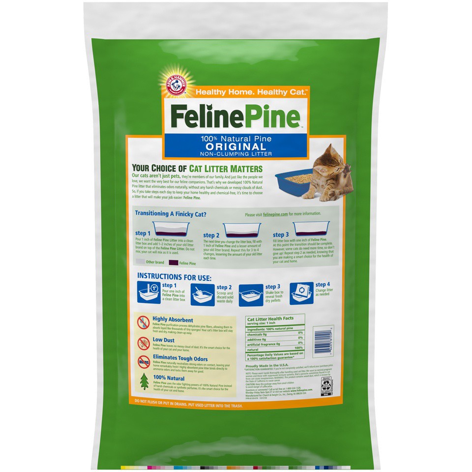 slide 4 of 4, ARM & HAMMER Feline Pine Original Non-Clumping Cat Litter 20 lb, 20 lb