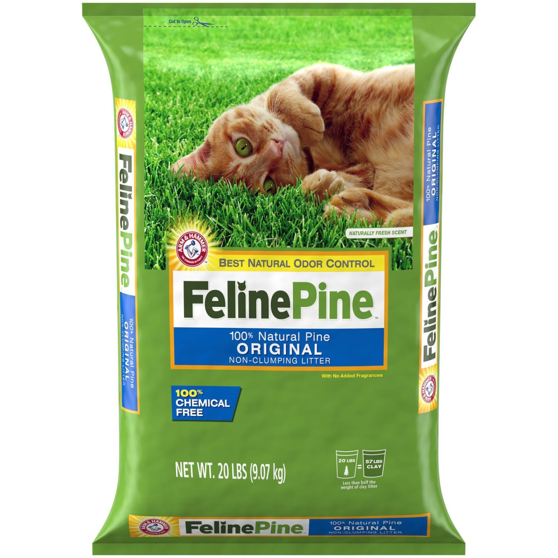 slide 1 of 4, ARM & HAMMER Feline Pine Original Non-Clumping Cat Litter 20 lb, 20 lb