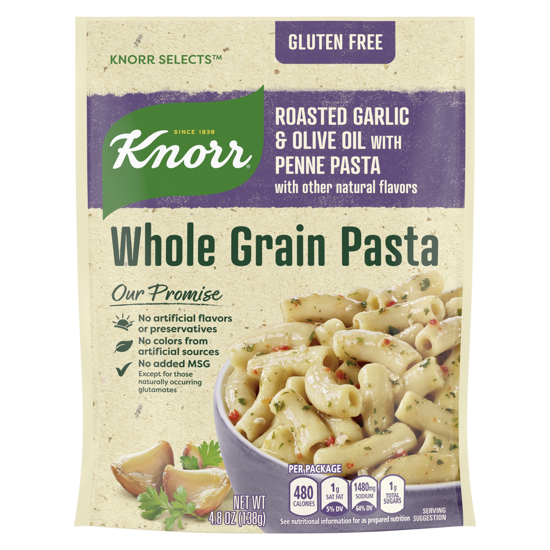 slide 1 of 1, Knorr Selects Gluten Free Pasta Roasted Garlic & Olv Oil, 4.8 oz