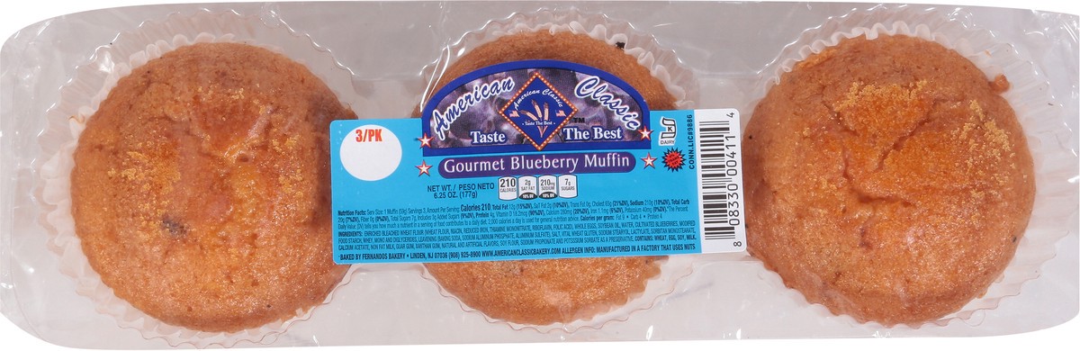 slide 4 of 13, American Classic Gourmet Blueberry Muffin 3 ea, 3 ct