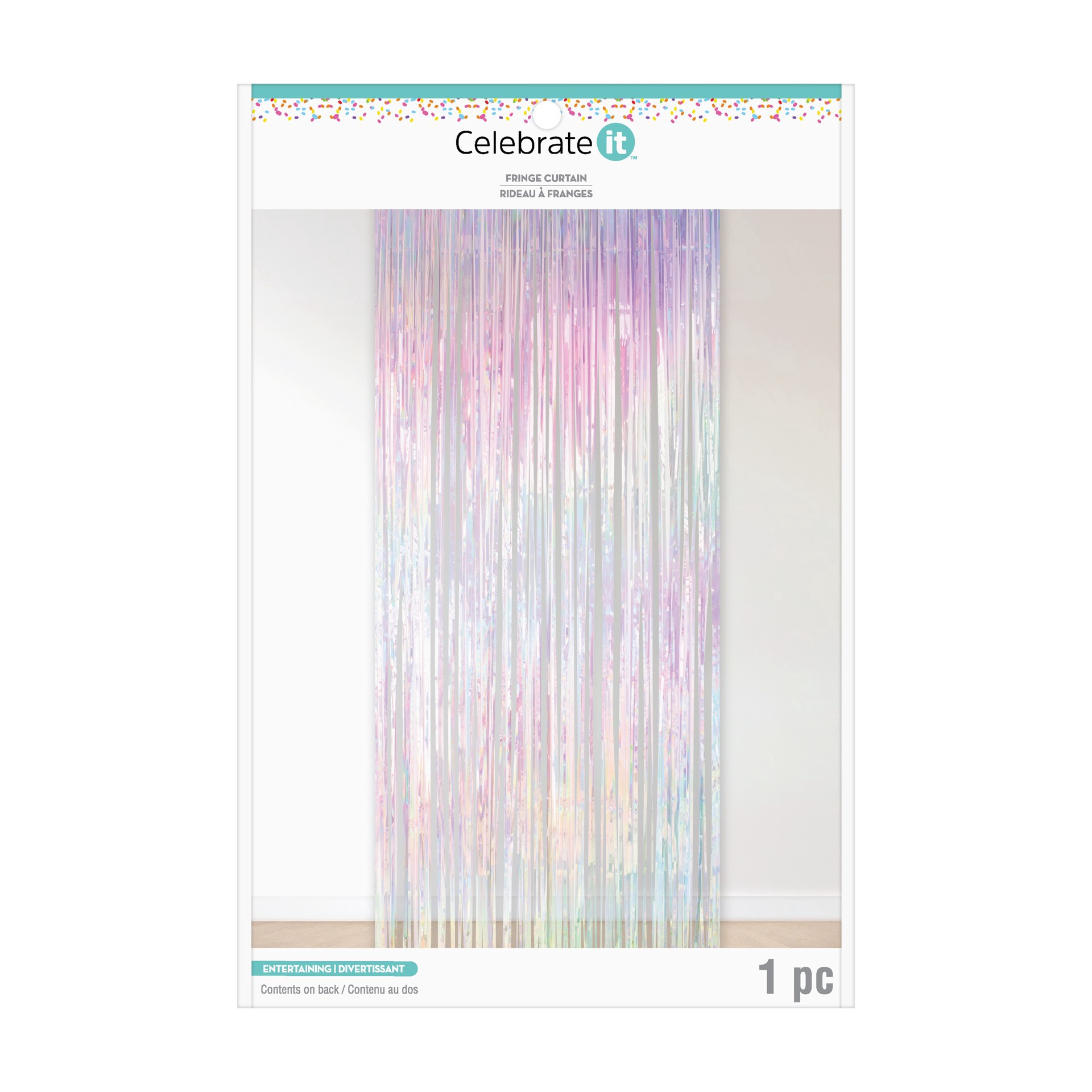 slide 3 of 4, Iridescent Fringe Curtain By Celebrate It, 39 in x 96 in