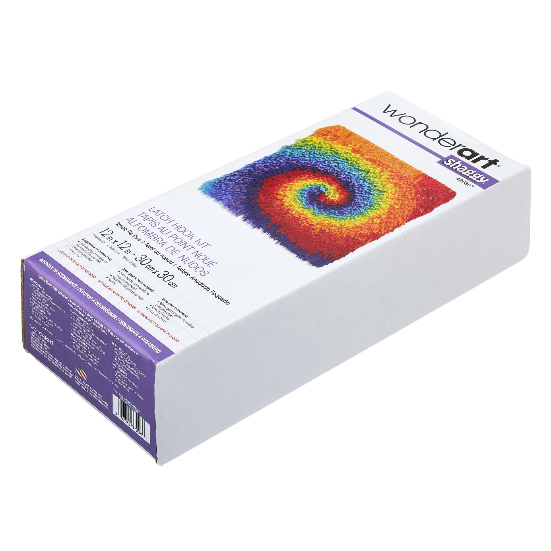 slide 3 of 5, Wonderart Shaggy Small Tie-Dye Latch Hook Kit, 12 in x 12 in