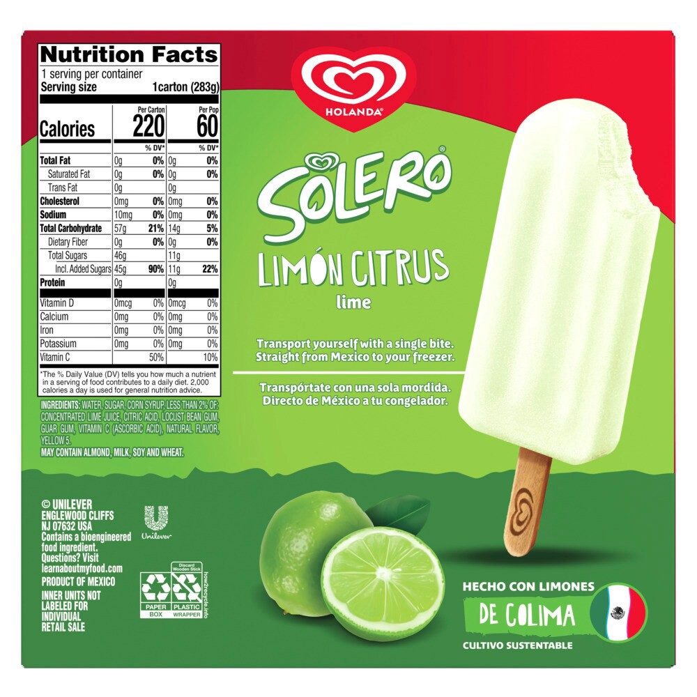 slide 2 of 2, Holanda Solero Lemon Citrus Lime Ice Pops, 4 ct