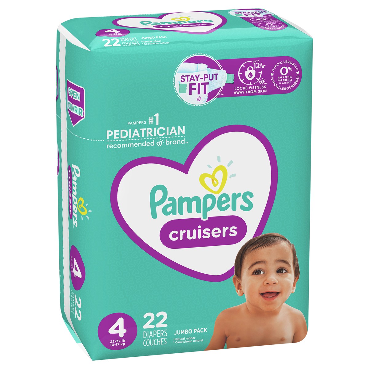 slide 2 of 7, Pampers Cruisers Jumbo Pack 4 (22-37 lb) Diapers Size 4 22 ea, 22 ct