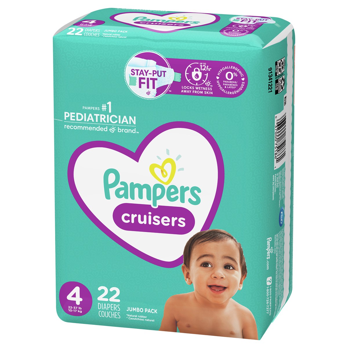 slide 3 of 7, Pampers Cruisers Jumbo Pack 4 (22-37 lb) Diapers Size 4 22 ea, 22 ct