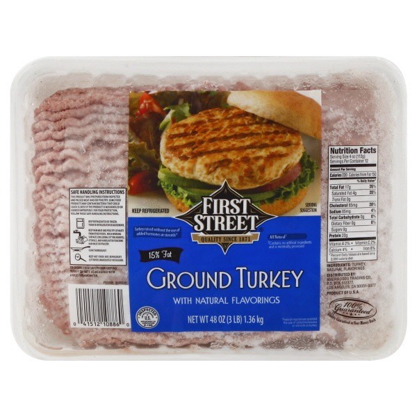 slide 1 of 1, First Street Ground Turkey, 3 lb