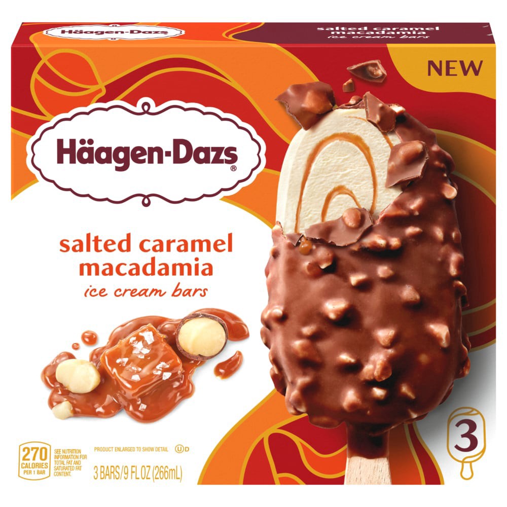 slide 1 of 1, Haagen-Dazs® Salted Caramel Macadamia Ice Cream Bars, 3 ct / 9 fl oz