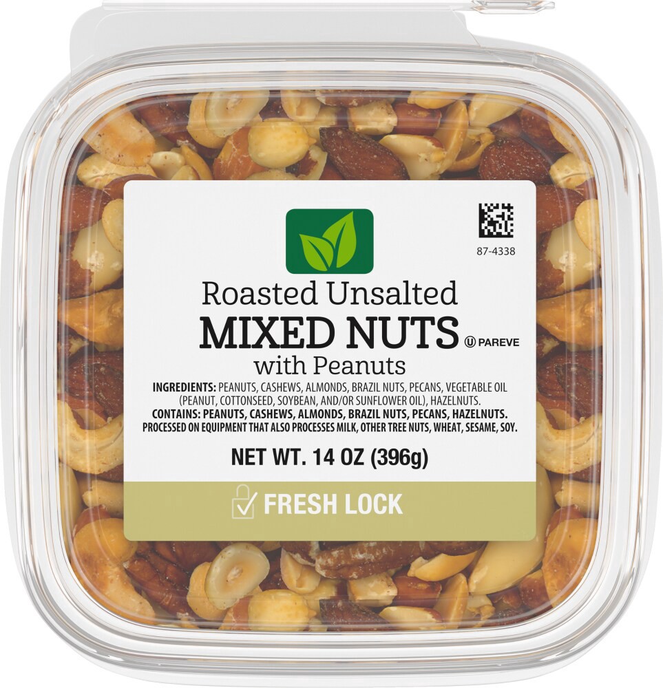 slide 3 of 4, Roasted Unsalted Deluxe Mixed Nuts With Peanuts, 14 oz
