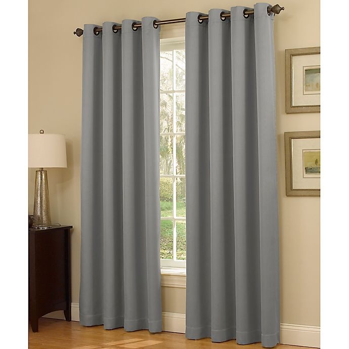 slide 1 of 1, Insola Dorian Thermalayer Grommet Top Window Curtain Panel - Silver/Blue, 95 in