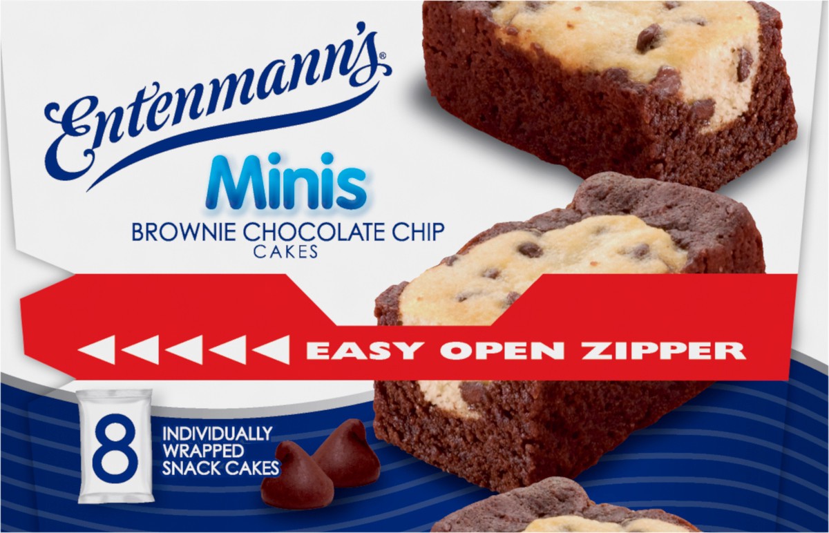 slide 2 of 7, Entenmann's Baker's Delights Brownie Chocolate Chip Cakes, 8 packs, Mini Brownies, 14 oz Box, 8 ct