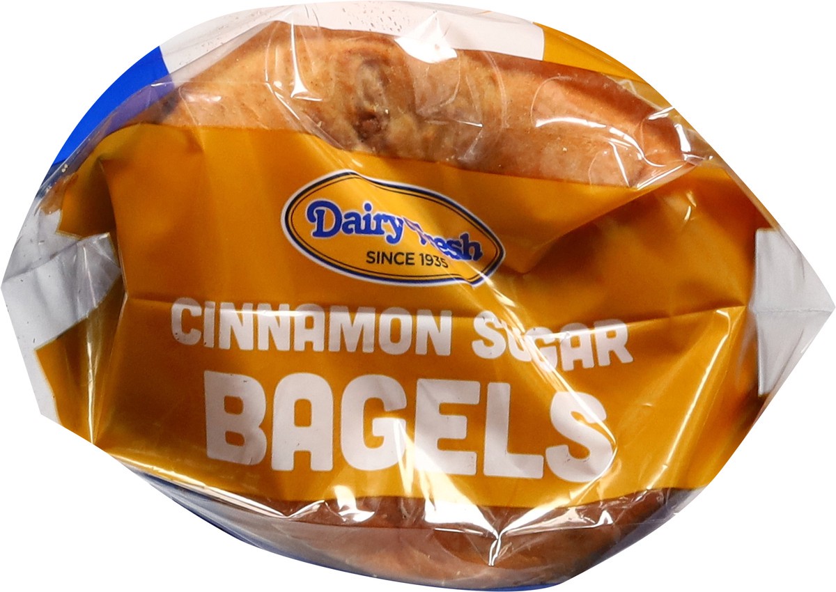 slide 6 of 13, Dairy Fresh Pre-Sliced Cinnamon Sugar Bagels 5 ea, 5 ct