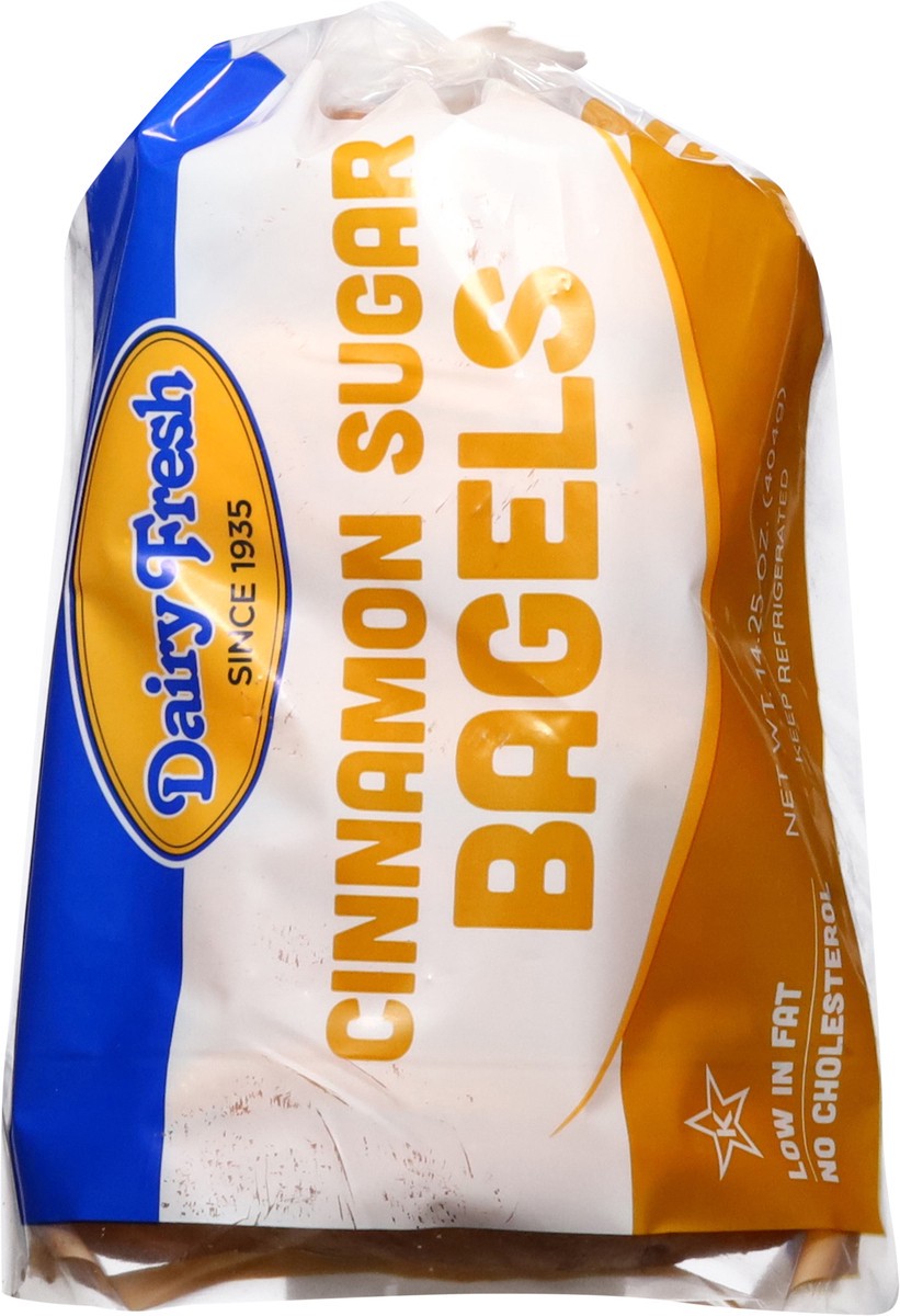 slide 7 of 13, Dairy Fresh Pre-Sliced Cinnamon Sugar Bagels 5 ea, 5 ct