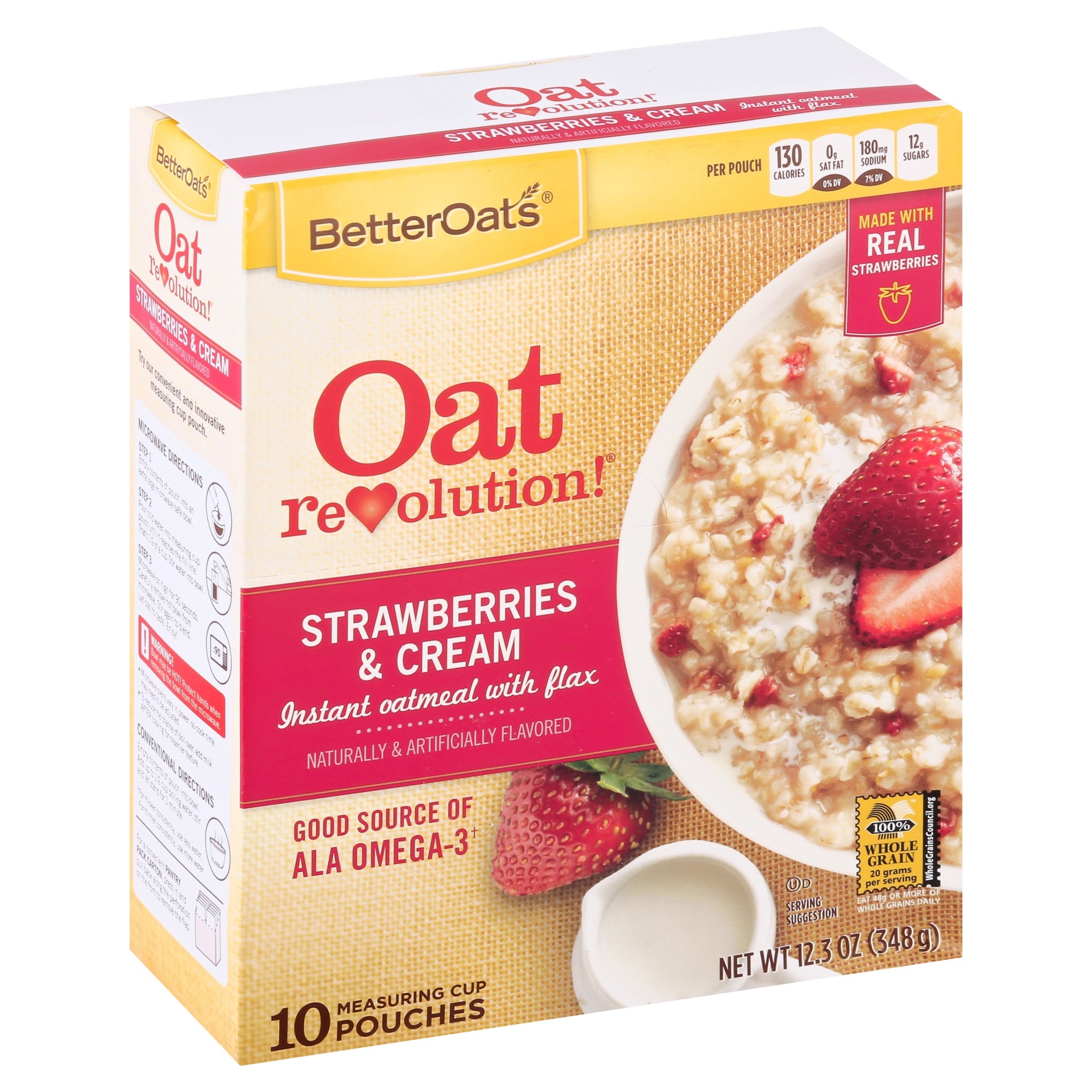 slide 1 of 1, Better Oats Classic Strawberries & Cream Instant Oatmeal With Flax Seeds, 10 ct
