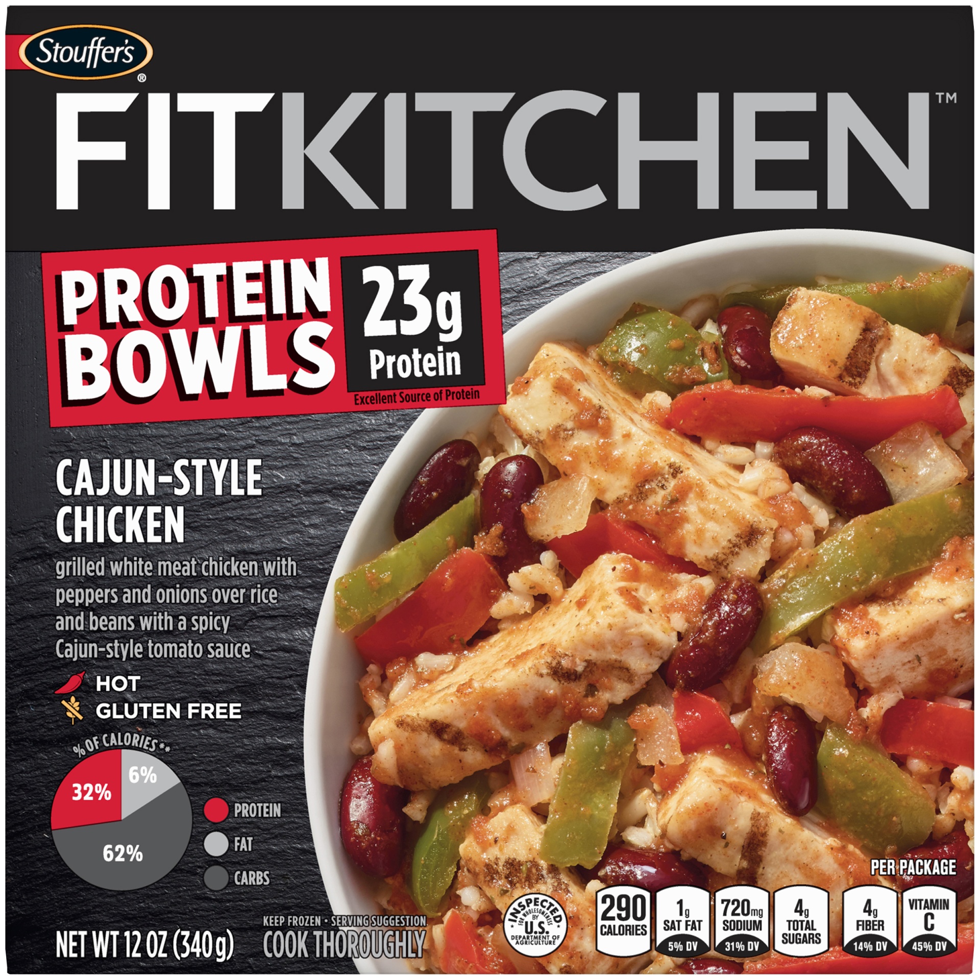 slide 1 of 10, Stouffer's Fit Kitchen Bowls Cajunstyle Chicken, 12 oz