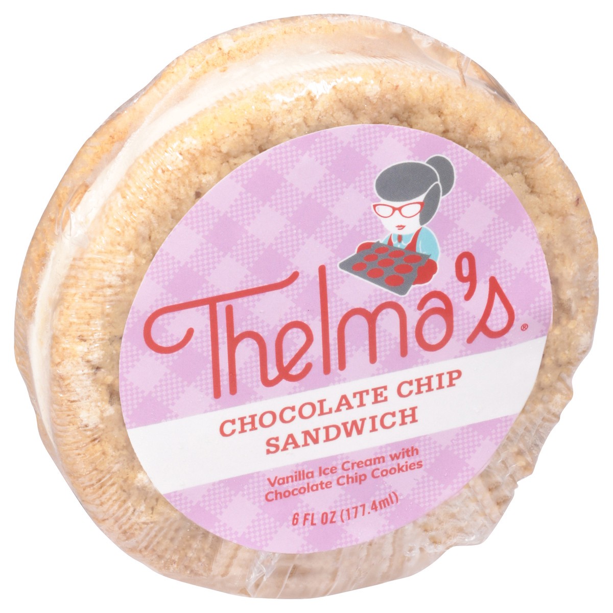 slide 3 of 13, Thelma's Chocolate Chip with Vanilla Ice Cream Sandwich 6 Fluid Ounce, 6 fl oz