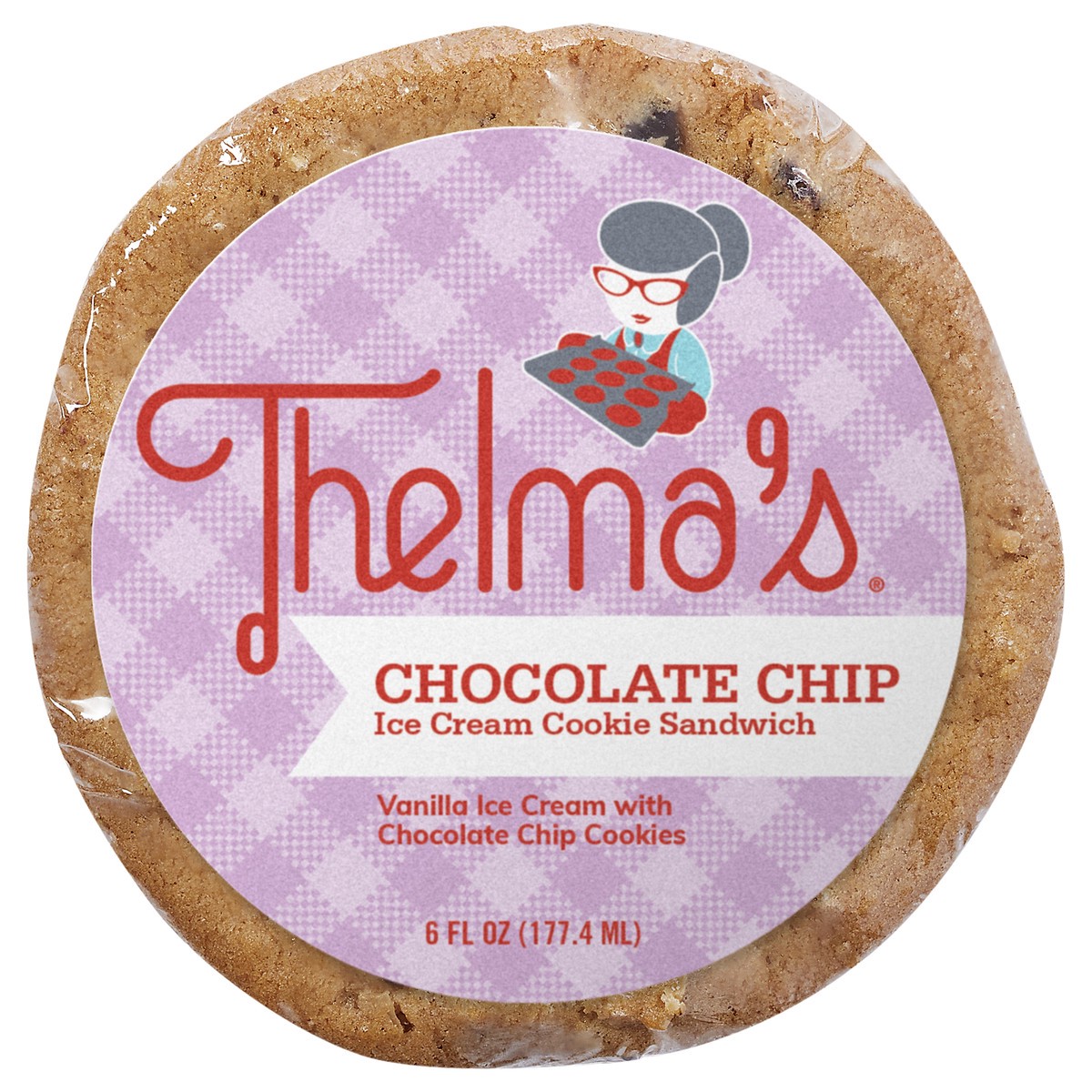 slide 1 of 13, Thelma's Chocolate Chip with Vanilla Ice Cream Sandwich 6 Fluid Ounce, 6 fl oz