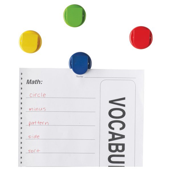 slide 4 of 8, Learning Resources Super Strong Magnetic Clips Set - 1.5"" Diameter - 50 Sheet Capacity - for Whiteboard, Folder - Assorted - 4 / Pack, 4 ct