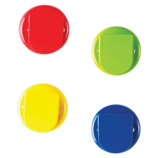 slide 2 of 8, Learning Resources Super Strong Magnetic Clips Set - 1.5"" Diameter - 50 Sheet Capacity - for Whiteboard, Folder - Assorted - 4 / Pack, 4 ct